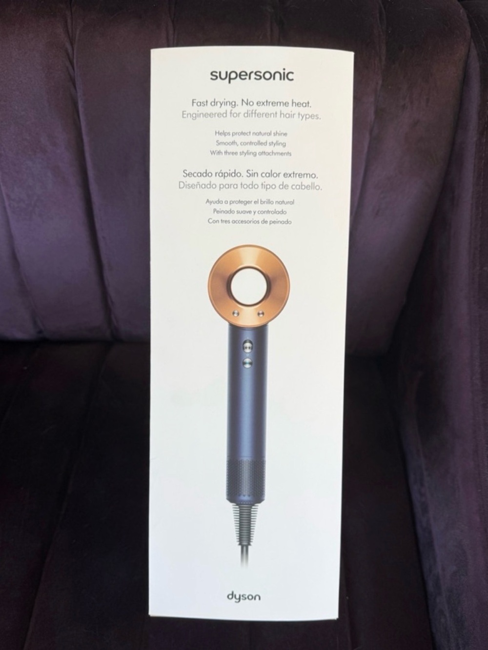 Dyson Supersonic Hair Dryer in Metallic Purple with Rose Gold Ring